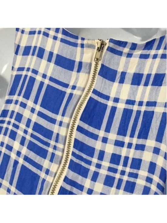 Love Tree Blue White Plaid Sleeve Dress Large - Picture 4 of 7